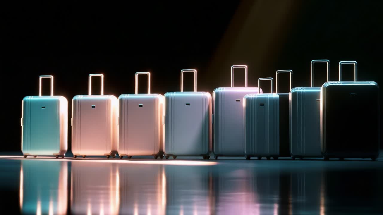 A Stunning Showcase of Elegantly Designed Luggage in a Minimalist Setting, Featuring a Variety of Sizes That Highlight Innovative Features and Modern Aesthetics, Perfect for Travel Enthusiasts and Design Lovers