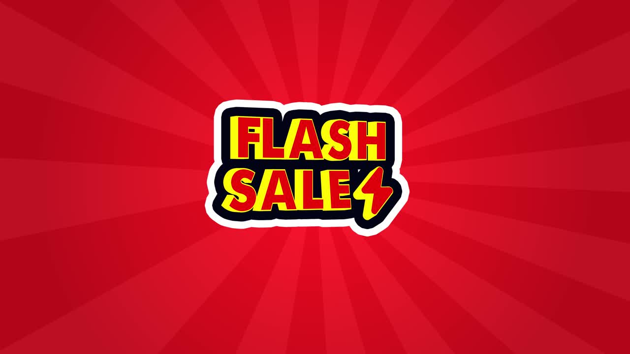 oferta de ventas flash banner de compras para promoción de marketing texto de gráficos en movimiento de redes sociales