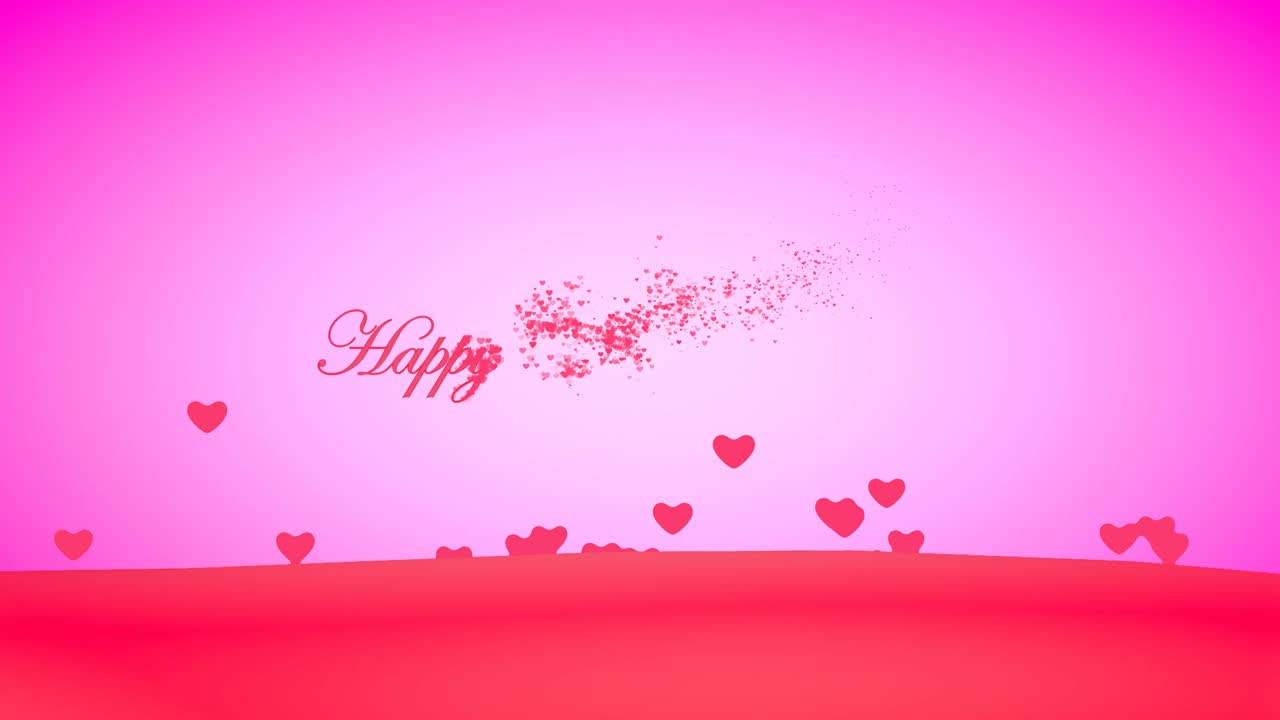 '행복한 발렌타인 데이'라는 단어의 배경에서 창의적으로 날아다니는 마음입니다.