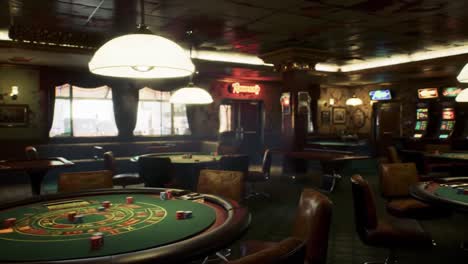 a luxurious casino interior featuring roulette tables and slot machines, capturing the glamour and excitement of gaming and entertainment in a sophisticated atmosphere