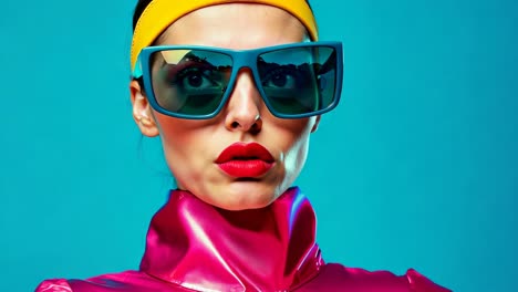 una mujer con una cinta amarilla y gafas de sol