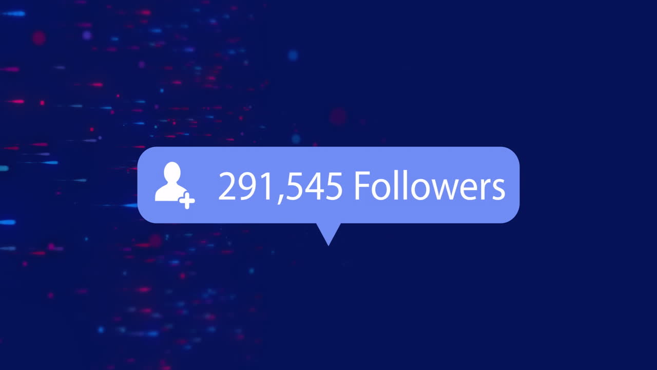 Animation of media icons over red and blue spots