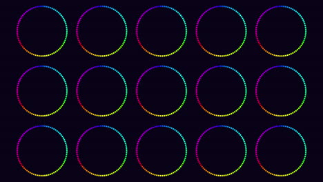 Vibrant-spiral-of-overlapping-circles-on-black-background