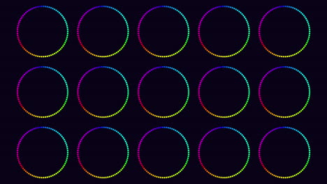 espiral vibrante de círculos superpuestos sobre un fondo negro