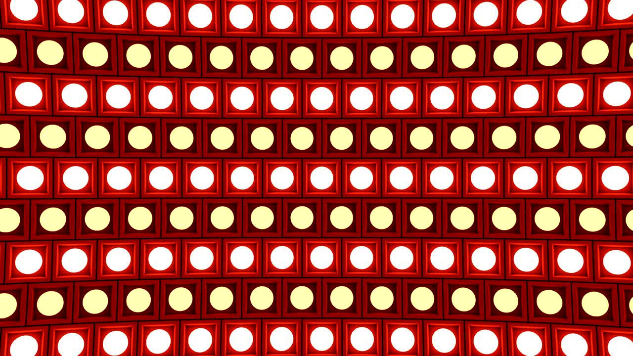 박이는 벽 전구 패턴 회전 단계 빨간 배경 vj 루프