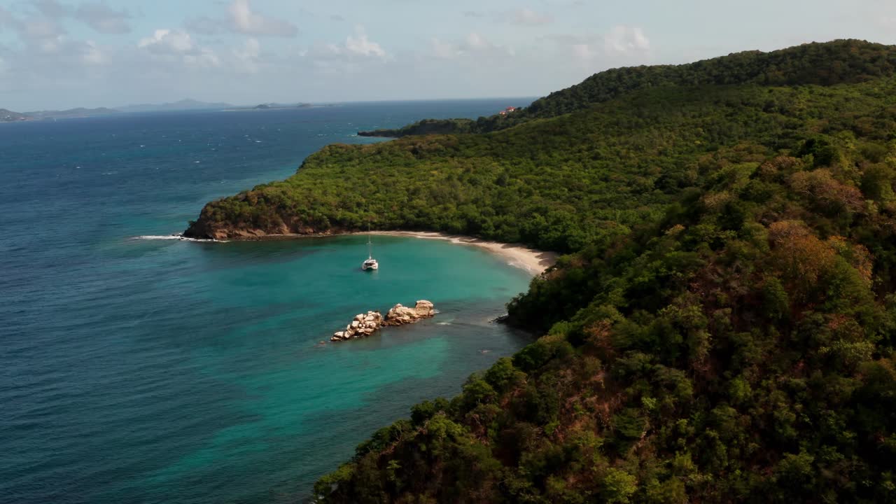Aerial of Anse La Roche Beach in Carriacou