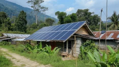 solar panel on a rural bamboo house