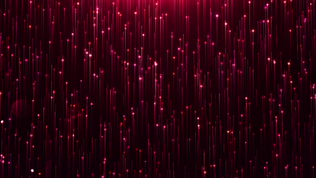 Linea luminosa rossa glamour e particelle su sfondo nero