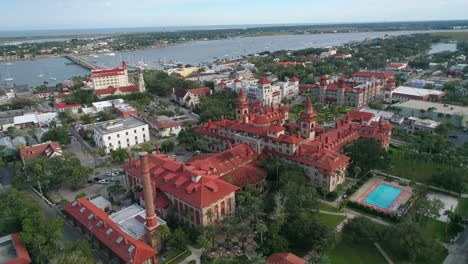 Aerial-flyover-of-Flagler-College-campus-in-St