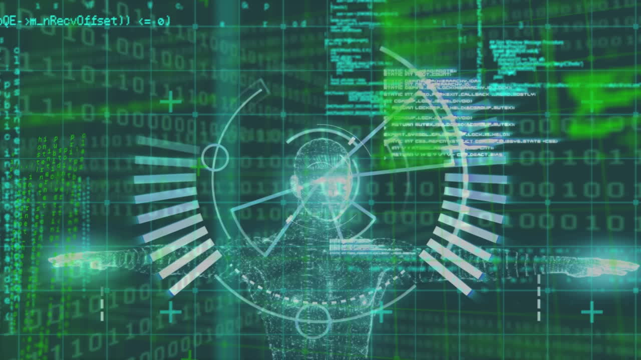animación del procesamiento de datos sobre el escaneo del alcance