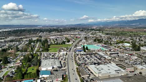 Commercial-And-Industrial-Buildings-Along-Lougheed-Highway-In-Maple-Ridge,-BC,-Canada