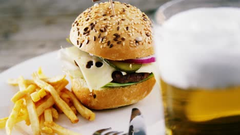 Beer-and-snacks-on-wooden-table