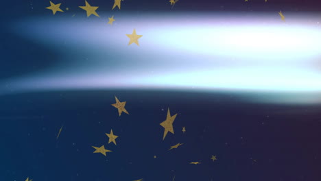 animación de estrellas doradas sobre el fondo del cielo nocturno con rayas de luz