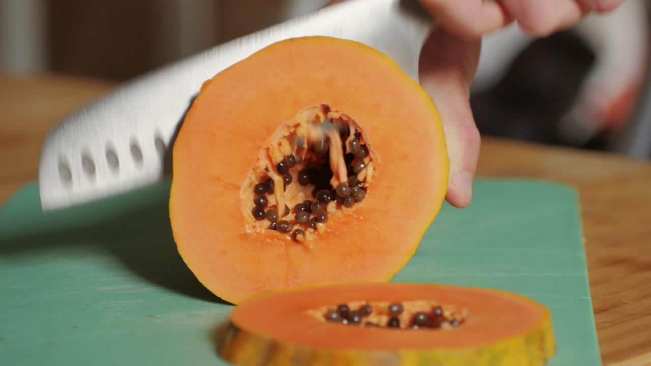 Papaya fruit, sweet ripe fresh papaya, raw vegan food. High quality 4k footage