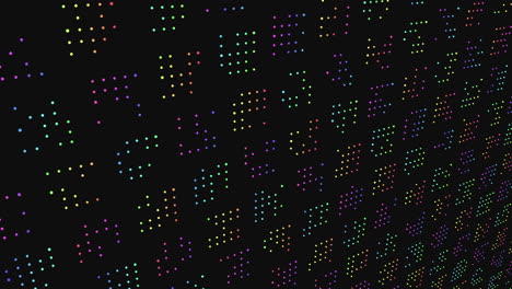 patrón en zigzag de puntos de colores sobre un fondo negro