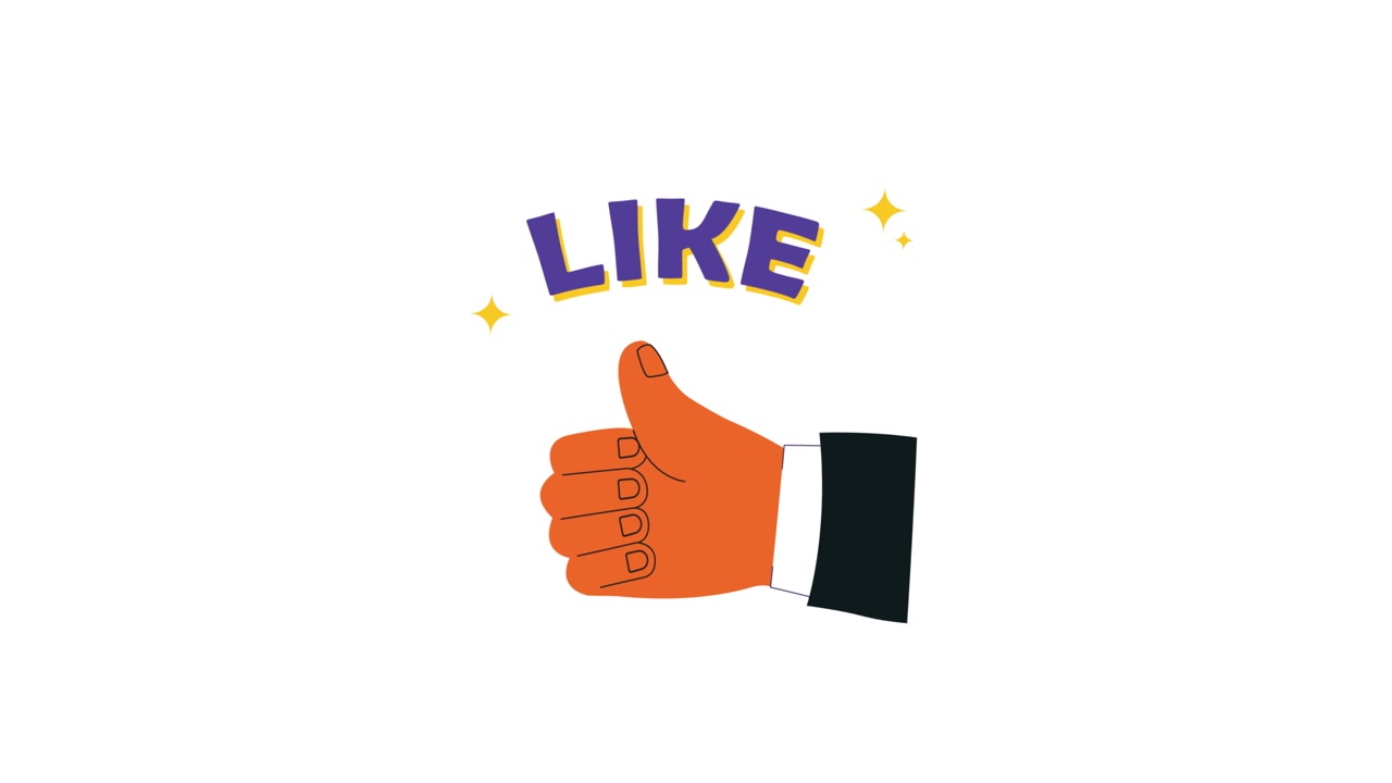Animated Cartoon Hand Giving Thumbs Up with Like Text