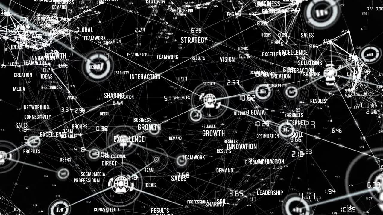 Animation of network of connections on black background