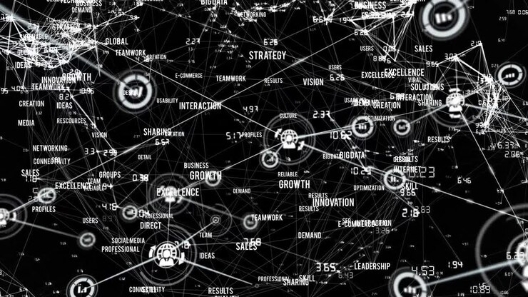 Animation of network of connections on black background