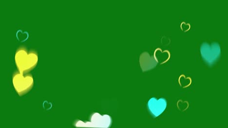 animated hearts on green screen