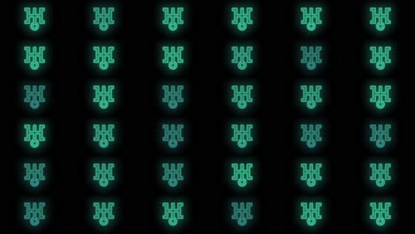 Neon-japan-green-symbols-pattern