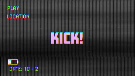 digital animation of glitch vhs effect over kick text against black background