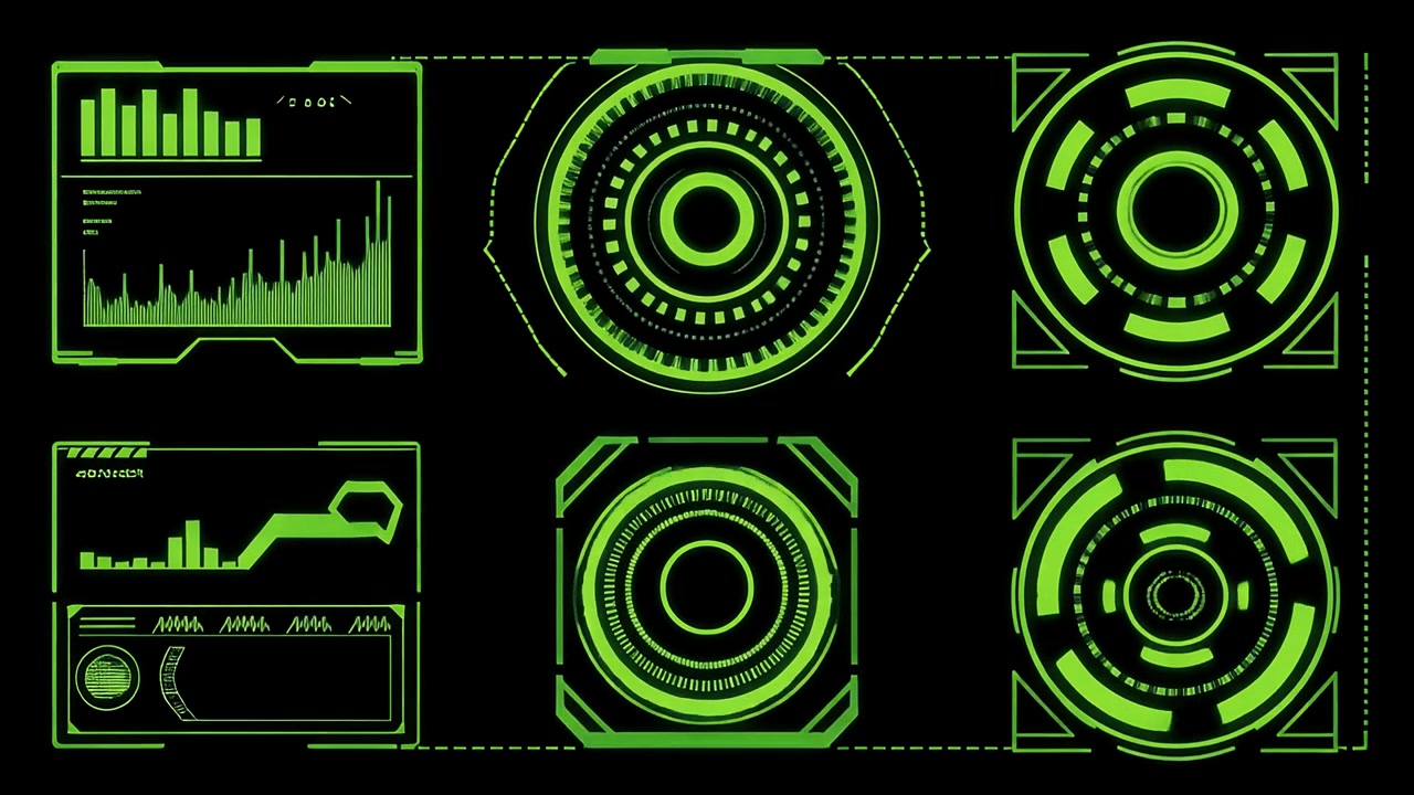 Animating Green Futuristic HUD and UI Elements