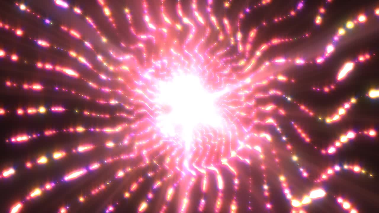 hermoso túnel rosado brillante de partículas de luz brillante y brillante - animación de fondo de movimiento de bucle sin costuras de 4k