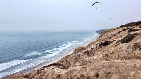 Torrey-Pines-Gliderport-on-the-cliffs-of-San-Diego-Ca-with-Paragliders-flying-by