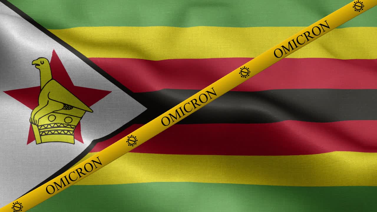 la variante omicron y la franja de prohibición en la bandera de zimbabue - bandera de zimbabue