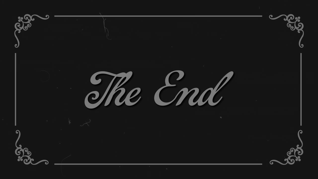 The End Text Appearing with Vintage Film Frame and Effects