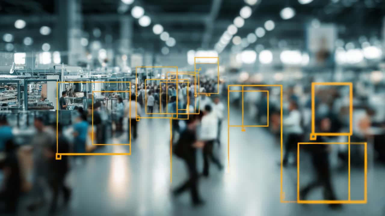 Dynamic Networking Environment: A Series of Images Capturing a Busy Exhibition Hall Filled with Engaged Attendees and Innovative Displays