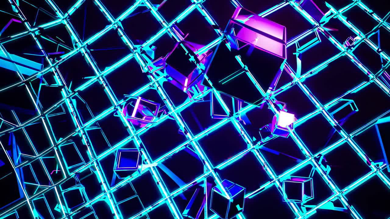 cubos geométricos de neón abstractos