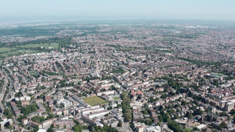 Dolly-forward-drone-shot-over-suburban-Bristol