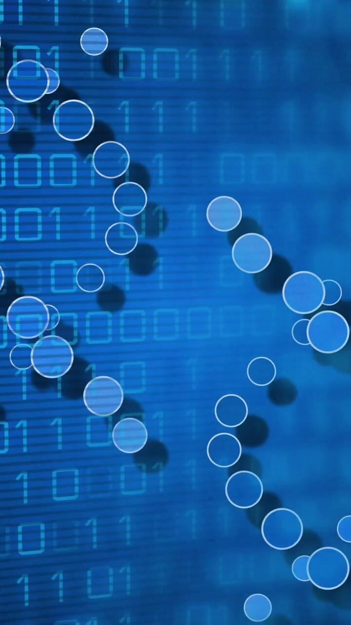 Animation of medical data processing over blue background