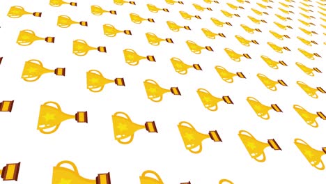 golden cup rotating isometric background animation.