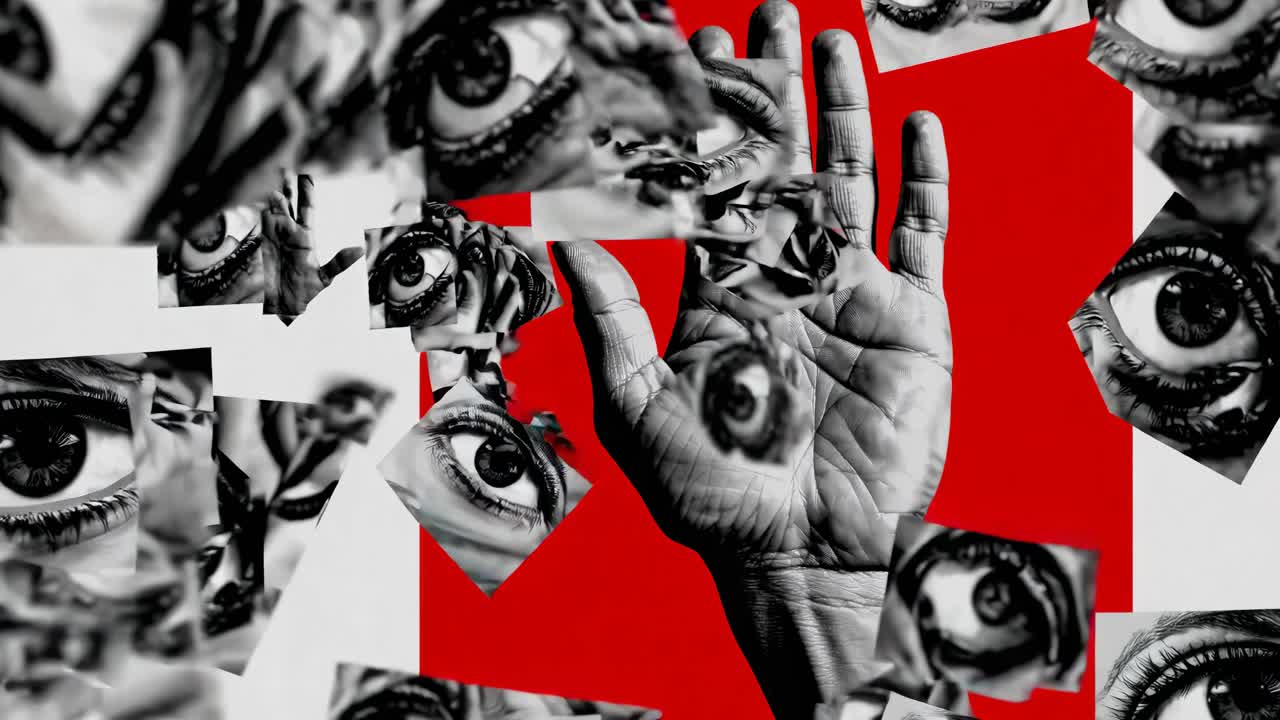 많은 눈을 가진 손 콜라지