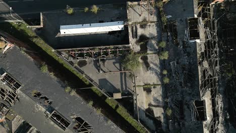 derelict building aerial birds-eye-view industrial grimsby docks ice company east coast uk