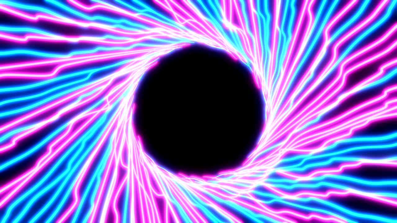 4K Abstract ultraviolet light glowing neon lines.