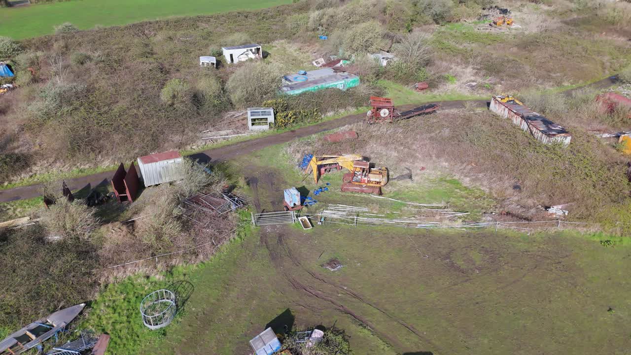 Orbit shot of slum and abandoned settlement in the town of Pembroke, Wales, UK