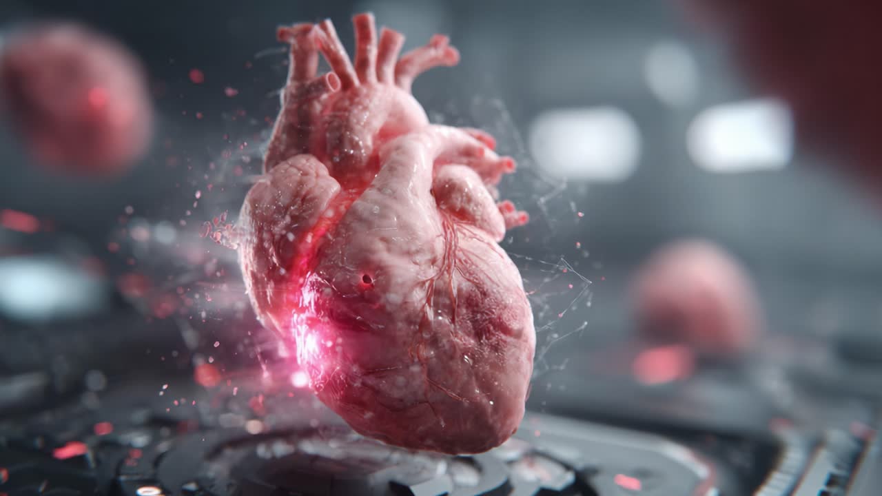 A Stunning 3D Representation of a Heart: Capturing the Intricacies of Life in Motion with Dynamic Color Effects and Vivid Detail