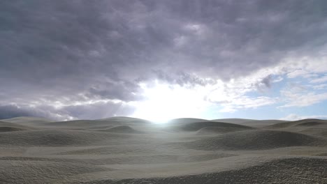 paisaje desértico bajo un cielo tormentoso