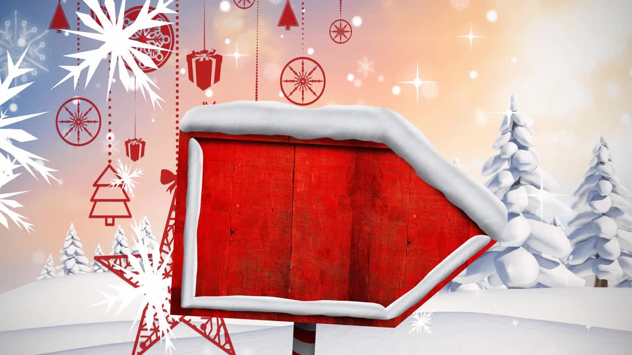 북극 표지판 의 애니메이션 과 겨울 풍경 의 복사 공간