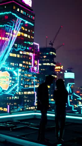 couple on rooftop at night