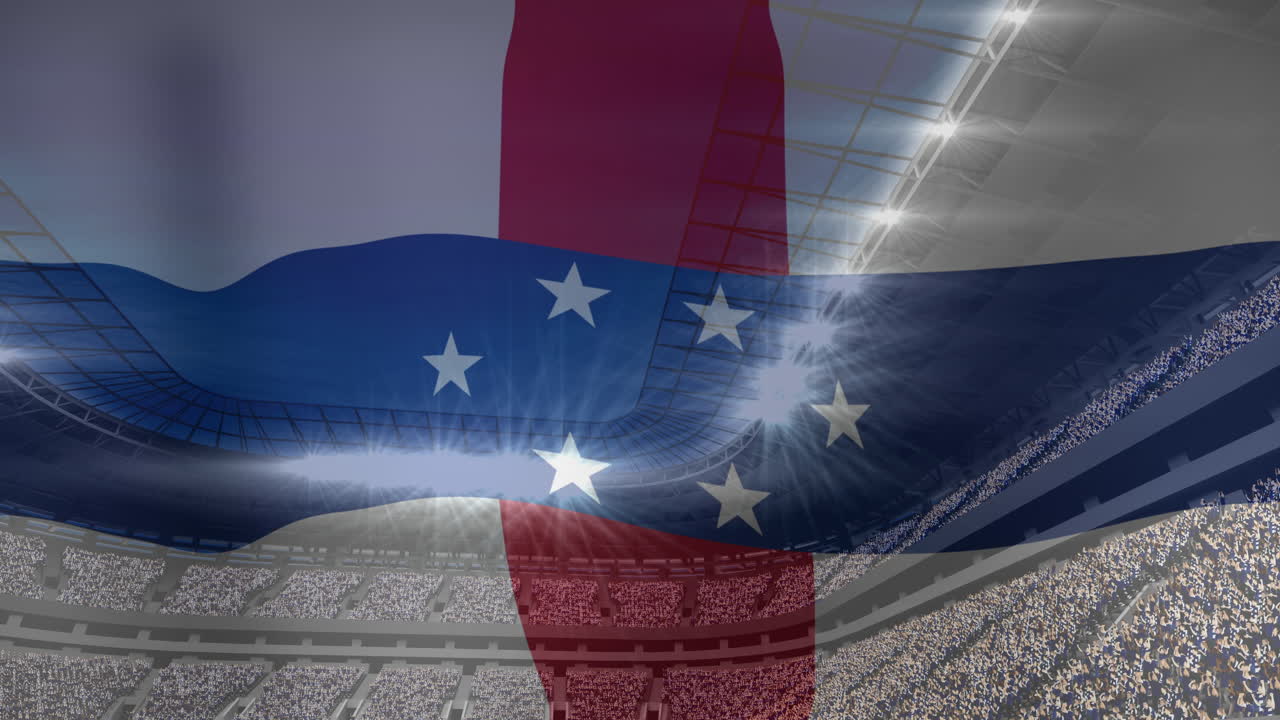 스포츠 경기장 위 에 네덜란드 안레스 의 국기 의 애니메이션