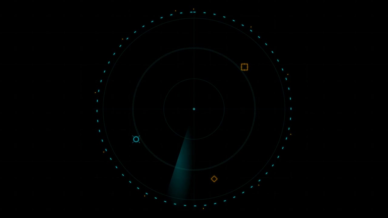 Interfaccia schermo radar digitale con raggio di scansione rotante