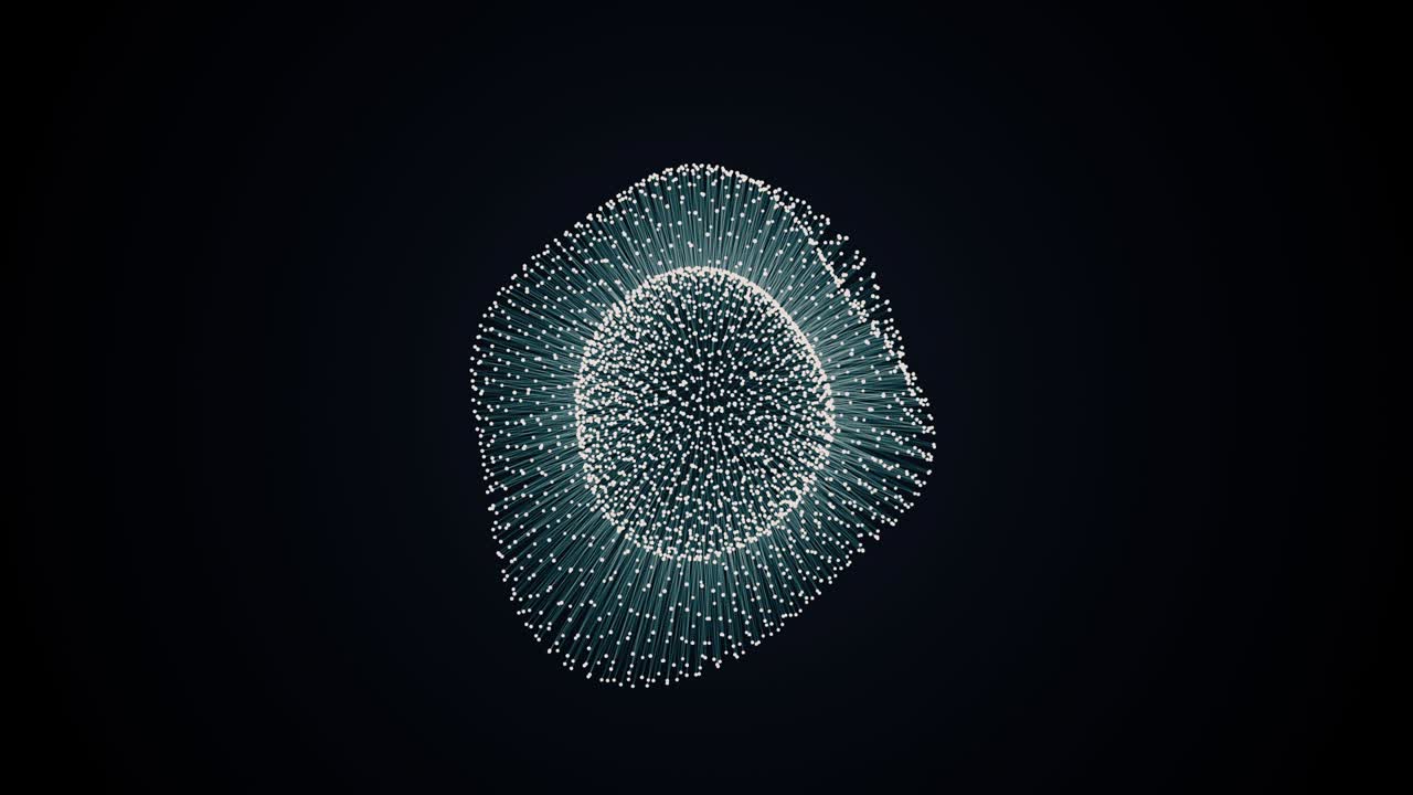metamorphose of amorphous shape from dots and lines, abstract animation of future shape 4K