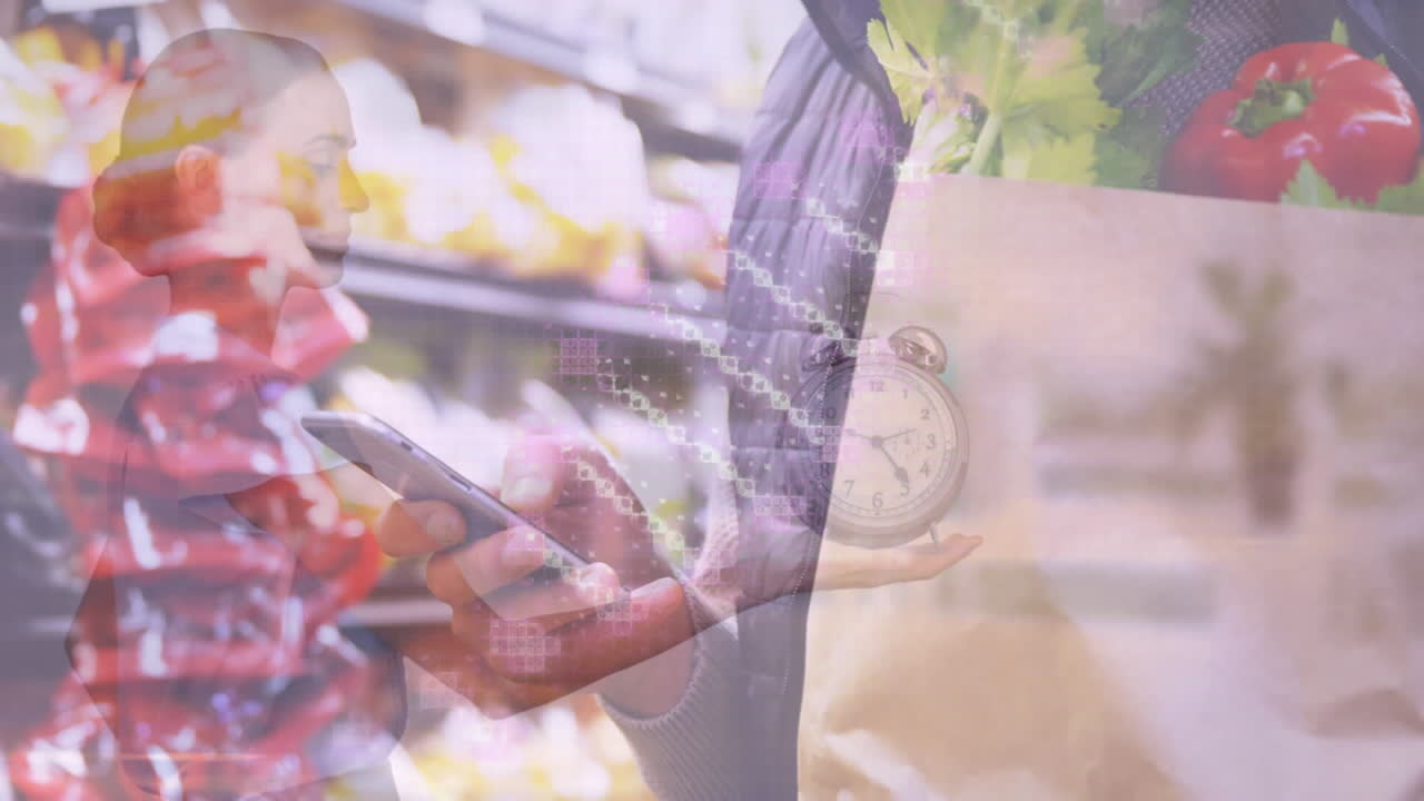 스마트폰을 이용한 백인 남성 위의 dna  ⁇ 의 애니메이션