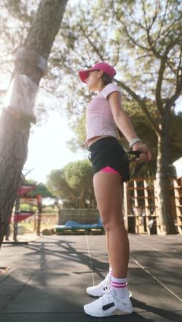 mujer joven trabajando al aire libre
