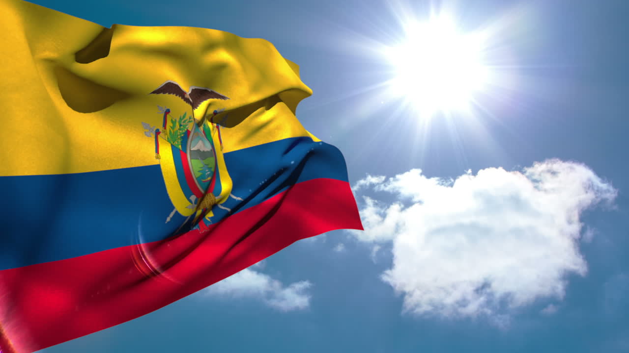 Bandiera nazionale dell'Ecuador che sventola