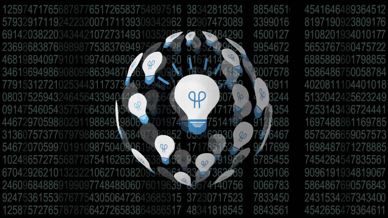 Light bulb and numbers